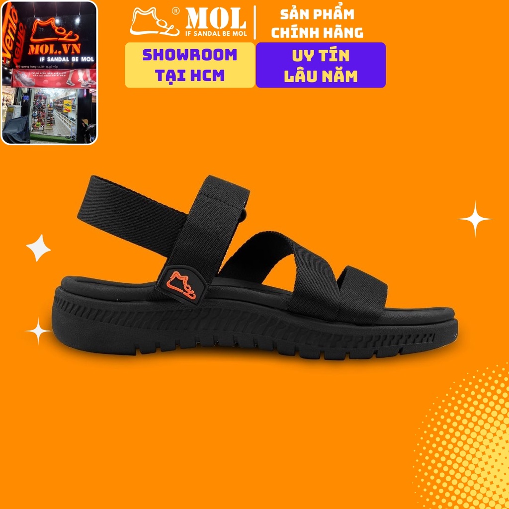 Giày sandal nam nữ quai chữ Z MOL MS2B màu đen