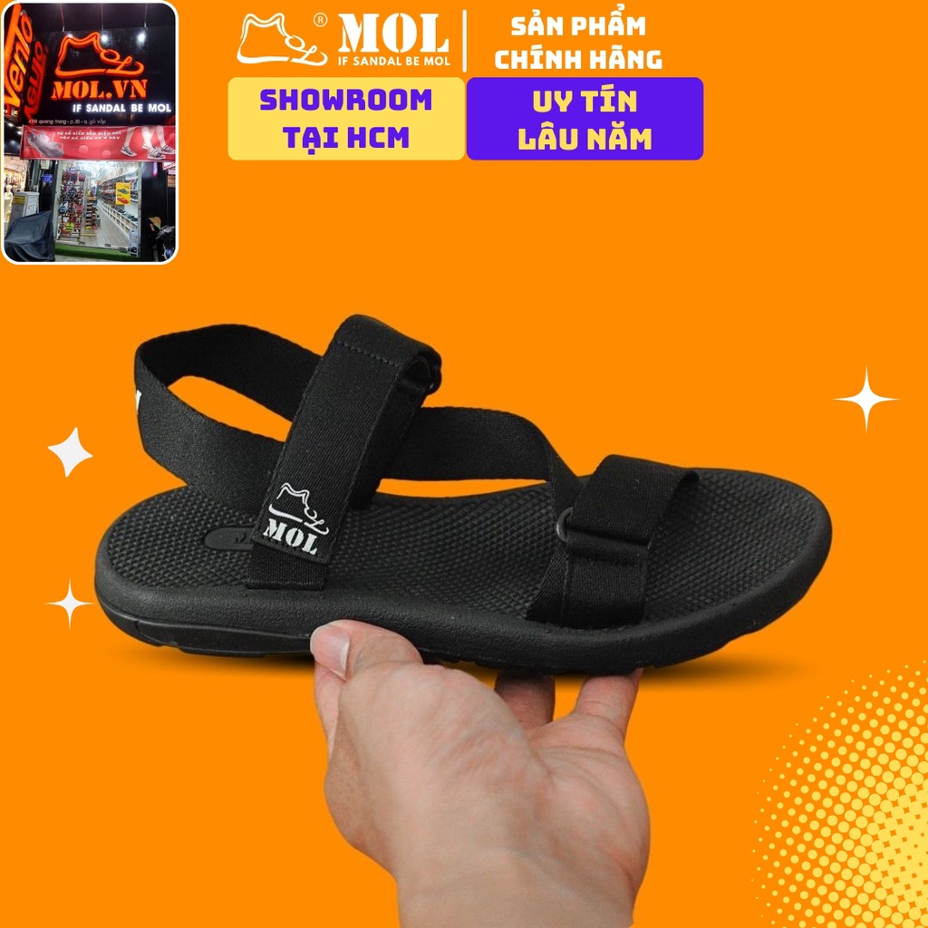 Giày sandal nam nữ quai chữ Z MOL MS1166B màu đen