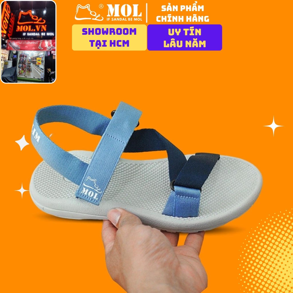 Giày sandal nam nữ quai chữ Z MOL MS1166XD màu xanh
