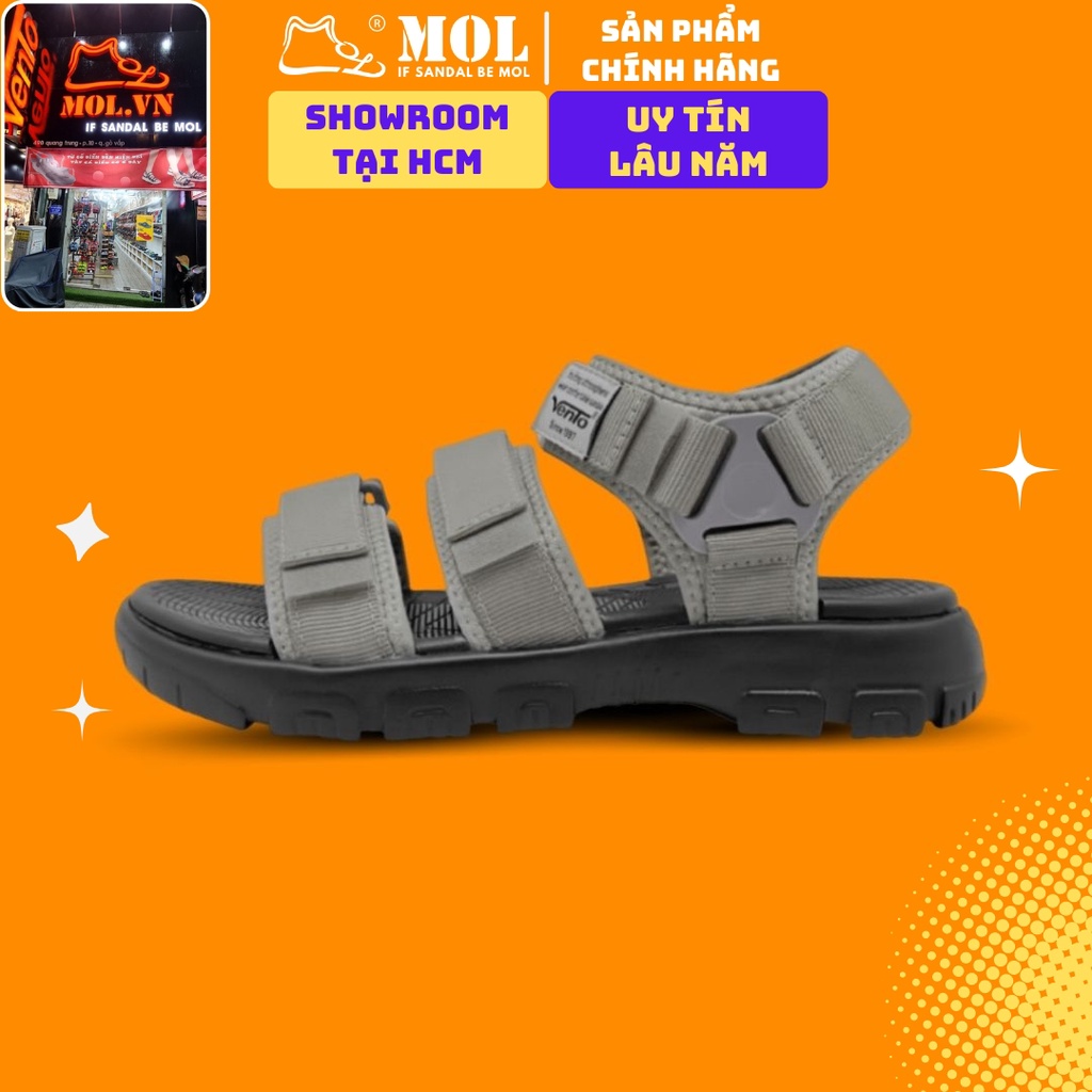 Giày sandal nam 3 quai ngang Vento NB10602G màu xám có big size 44