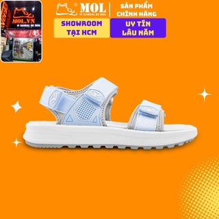 Giày sandal nữ 2 quai ngang Rova RV2205G màu xanh phối xám