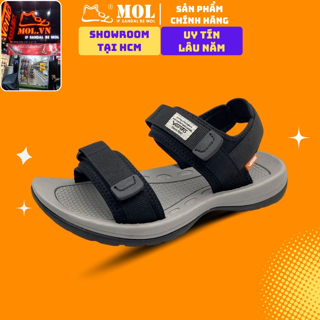 Giày sandal nam 2 quai ngang Vento SD7939B màu đen có big size 44 45