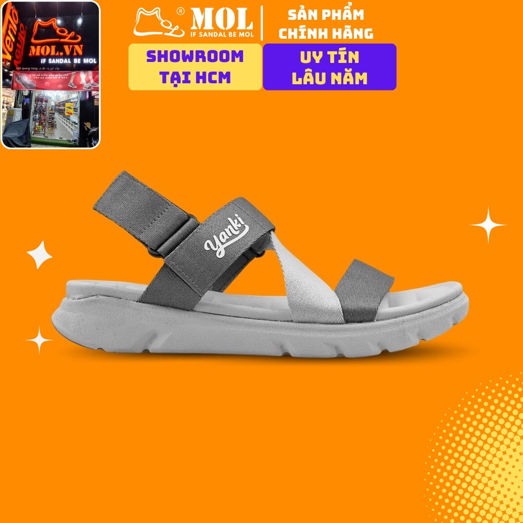 Giày sandal nam nữ unisex quai chữ Z hiệu  Yanki YY021G2 màu xám