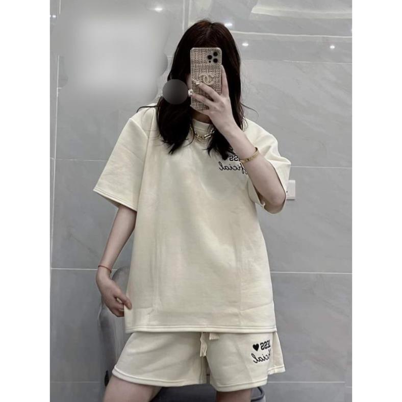 Bộ đùi nữ Set đồ nữ in Chữ nổi bộ quần short đùi áo form rộng tay lỡ, sooc phông mặc ở nhà Ulzzang AO19