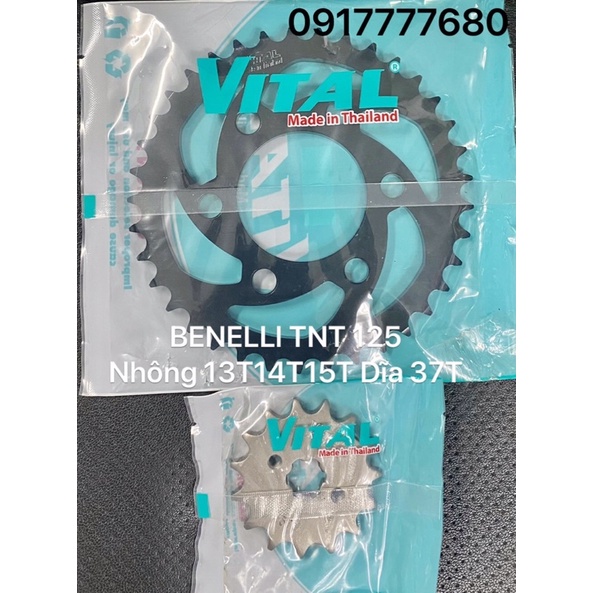 NHÔNG DĨA BENELLI TNT 125 VITAL MADE IN THAILAN DĨA 37T NHÔNG 13T 14T 15T 16T CHÍNH HÃNG