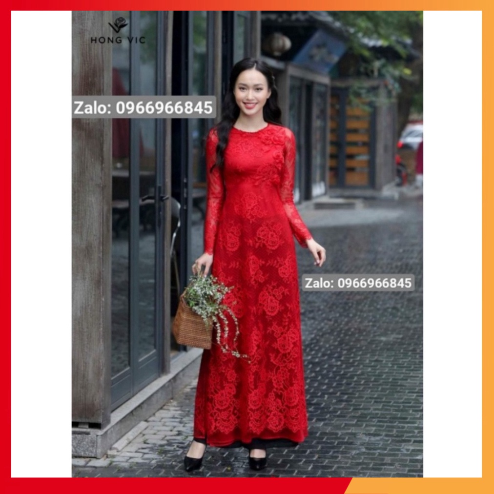 [Ảnh thật} Áo dài ren kết hoa cao cấp trẻ trung, quý phái - Áo Dài Đan Linh