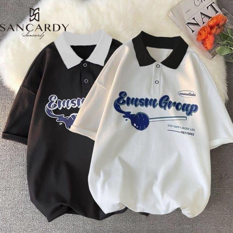 Áo thun có cổ, áo polo form rộng nam nữ unisex tay lỡ dáng rộng Emsm group