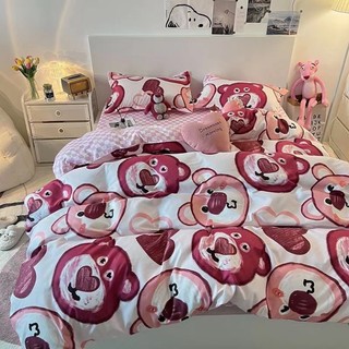 Bộ chăn ga gối cotton poly các mẫu hoạt hình gấu dâu, gấu bear xinh xắn