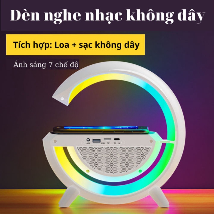 Loa Bluetooth Chữ G Kèm Sạc Không Dây- Đèn Led RGB  256 màu Trang Trí góc làm việc ,học tập, bảo hành 12 tháng