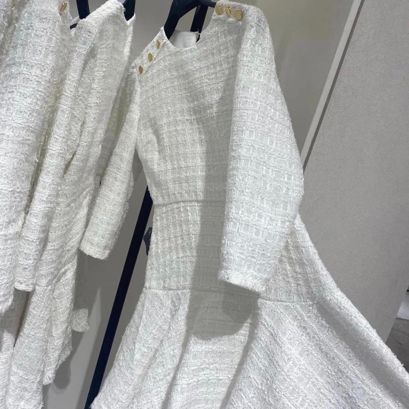 Váy tweed trắng Za.ra