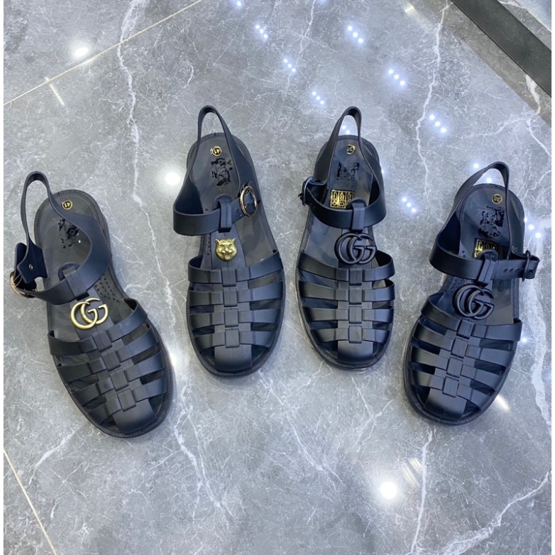 A Dép dọ nam GC quai hậu nam sandal GC mặt kim loại đế đúc quai cao su non