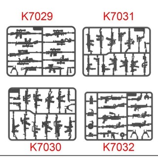 Phụ kiện MOC - 1 vỉ trang bị súng hiện đại cho nhân vật quân đội, cảnh sát