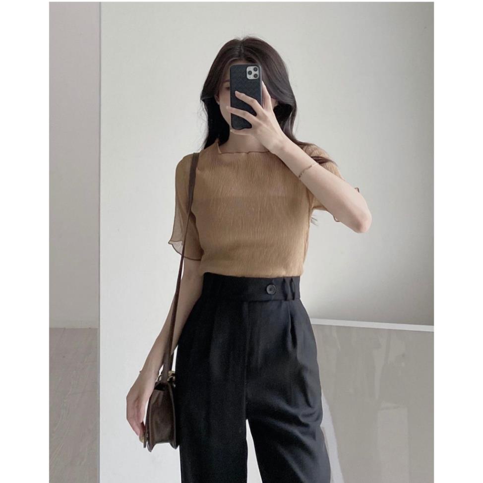 Set áo vải voan to kèm áo dây quây hot trend thời trang hè AO6