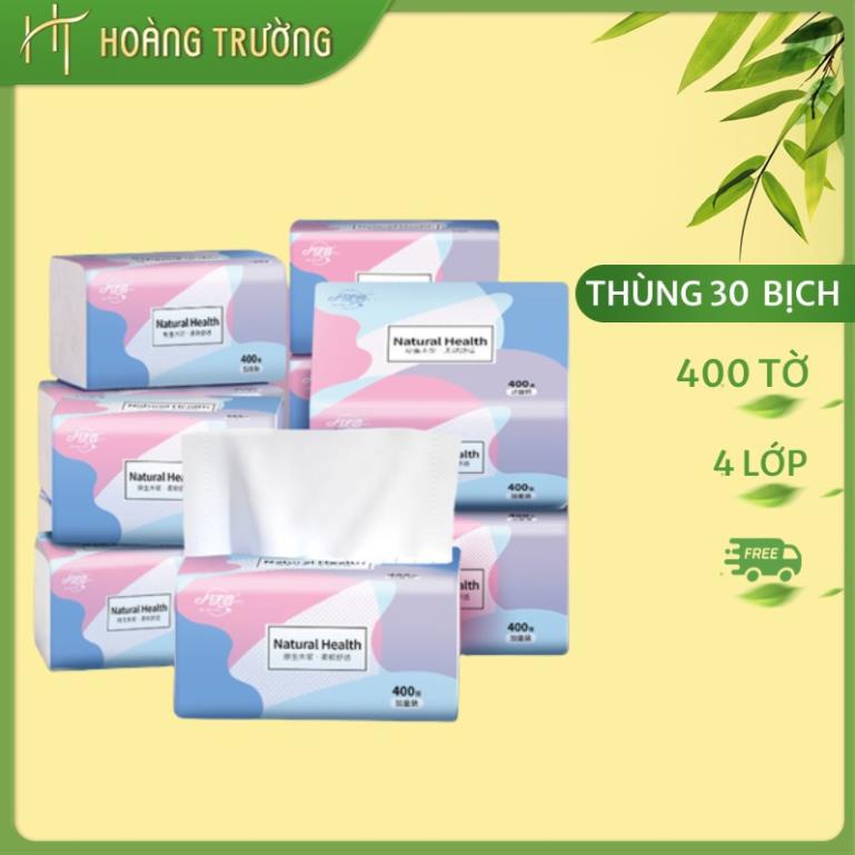 Giấy Rút Khăn Giấy To Phù Hợp Mọi Gia Đình 4 Lớp Thùng 30 Bịch (400 Tờ)