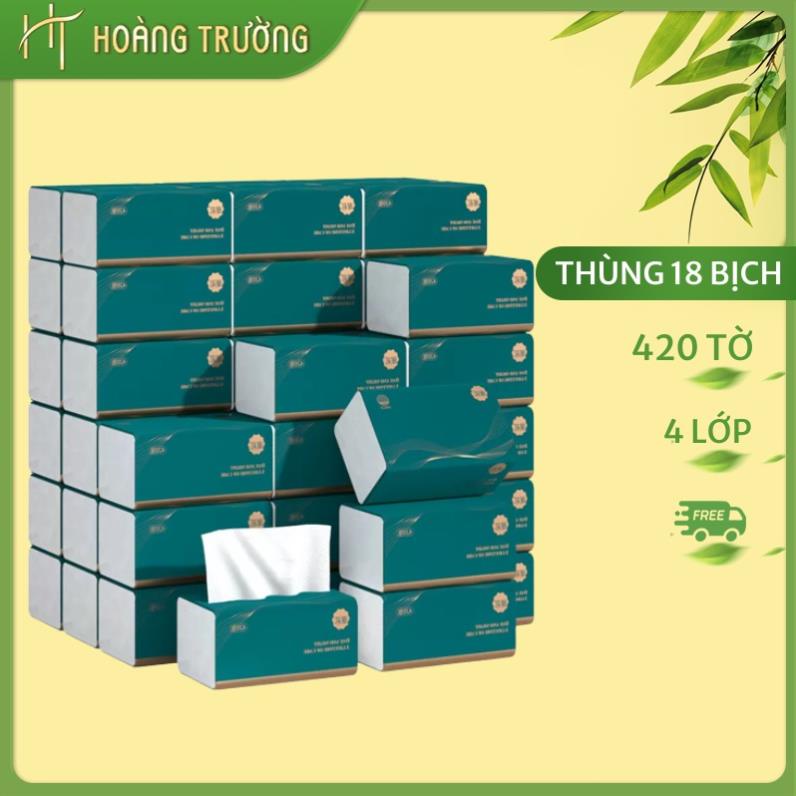 Giấy Ăn Cao Cấp Nội Địa Trung 4 Lớp Thùng 18 Bịch (420 Tờ)