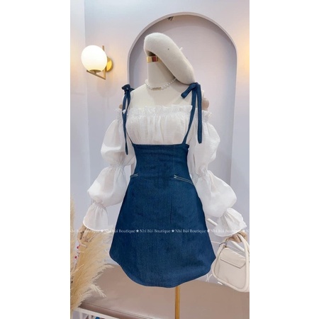 BIGSIZE- HÀNG THIẾT KẾ Set Áo Váy Denim Tiểu Thư Cho Nàng Chubby