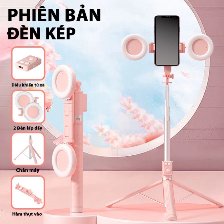 Gậy chụp ảnh 3 chân kèm remote, có đèn led trợ sáng - Gậy tự sướng selfie chụp hình điều khiển từ xa xoay nhiều góc độ | BigBuy360 - bigbuy360.vn