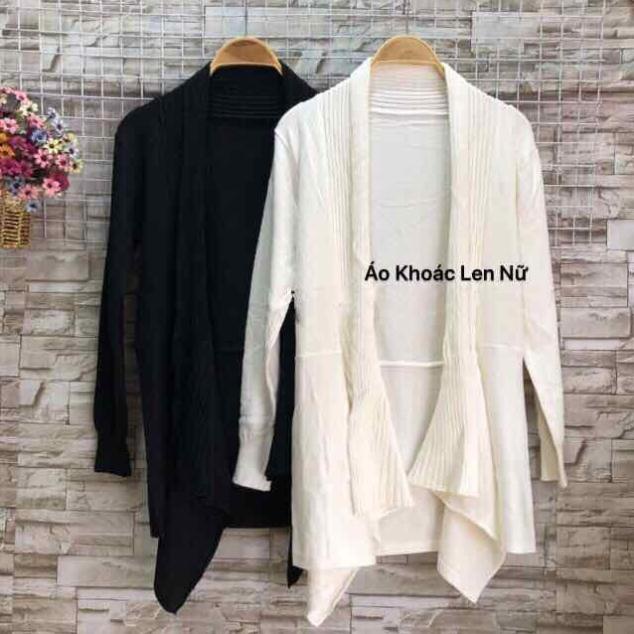 Freeship Áo khoác len 🍎🍎 dài cổ bẻ vạt xéo