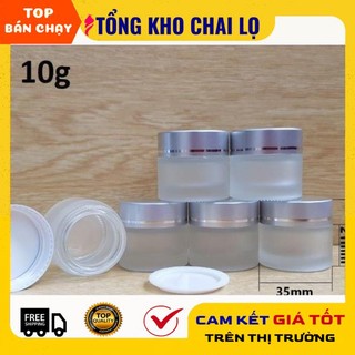 Hũ hộp chiết mỹ phẩm ❤ hũ hộp chiết mỹ phẩm thủy tinh nắp bạc 5g,10g,15g,20g,30g,50g đựng kem face .