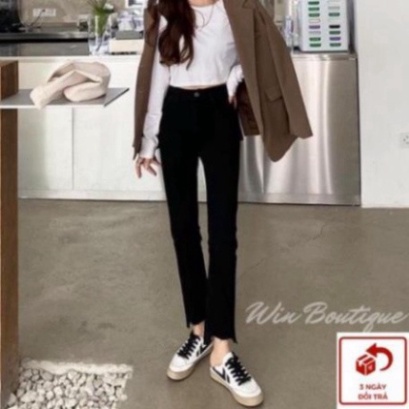 Quần bò jeans nữ ống đứng co giãn 4D cạp cao Win Boutique Hot trend | BigBuy360 - bigbuy360.vn