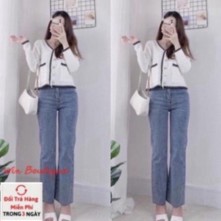 Quần bò jeans nữ ống đứng co giãn 4D cạp cao Win Boutique Hot trend | BigBuy360 - bigbuy360.vn