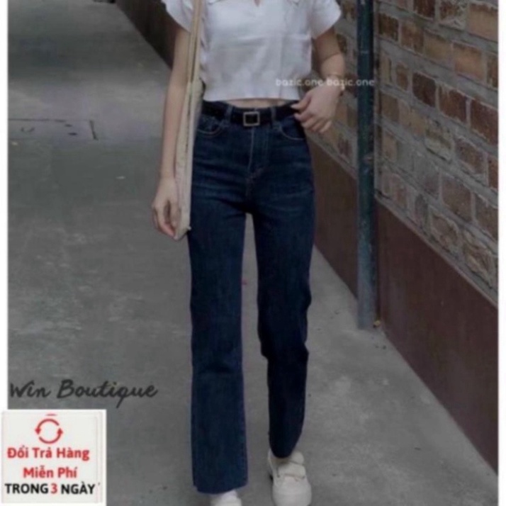 Quần bò jeans nữ ống đứng co giãn 4D cạp cao Win Boutique Hot trend | BigBuy360 - bigbuy360.vn