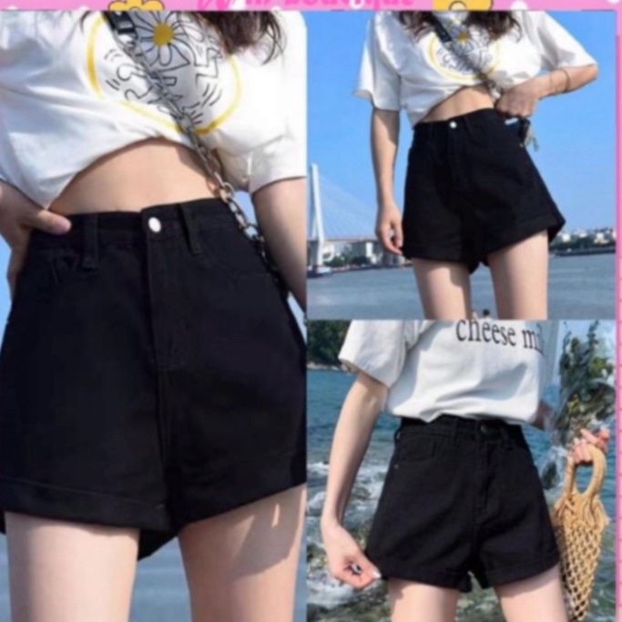 Quần short bò ngố cạp cao quần shoft bò phong thái hot trend | BigBuy360 - bigbuy360.vn