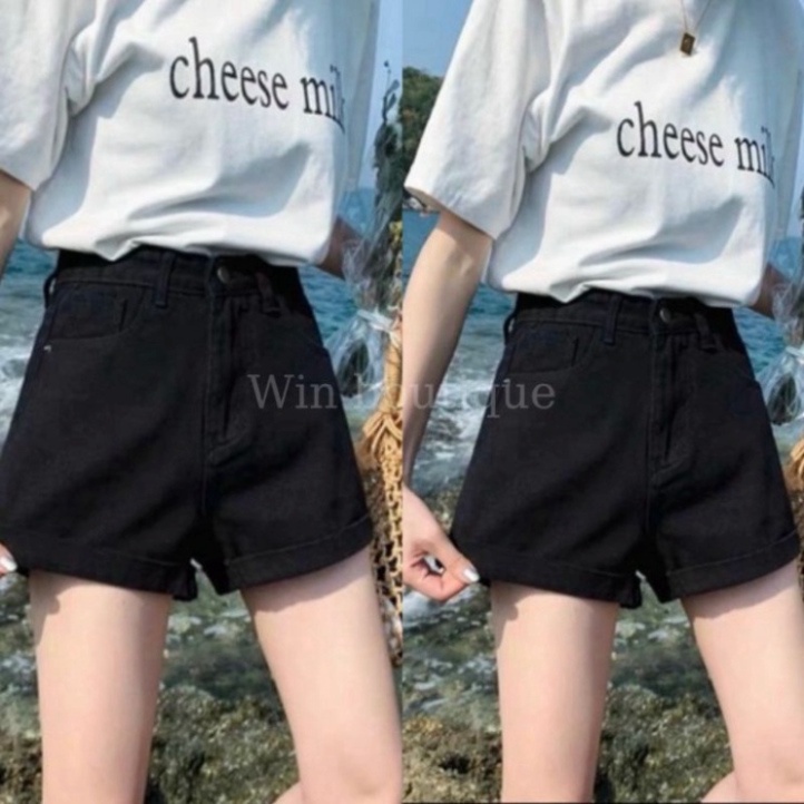 Quần short bò ngố cạp cao quần shoft bò phong thái hot trend | BigBuy360 - bigbuy360.vn