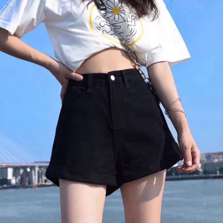 Quần short bò ngố cạp cao quần shoft bò phong thái hot trend
