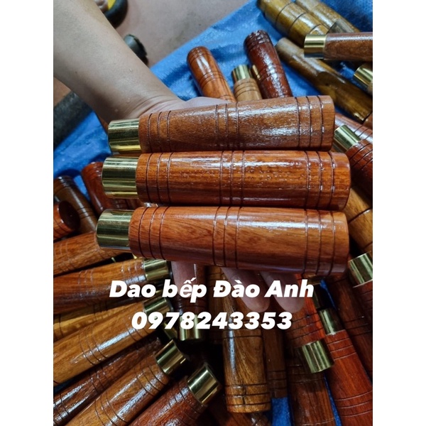 Chuôi gỗ lim tròn khâu mạ vàng lắp dao chặt - thái