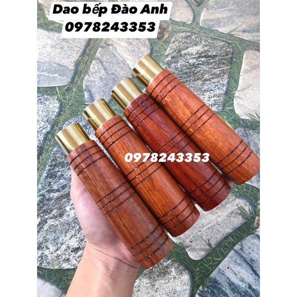 Chuôi gỗ lim tròn khâu mạ vàng lắp dao chặt - thái
