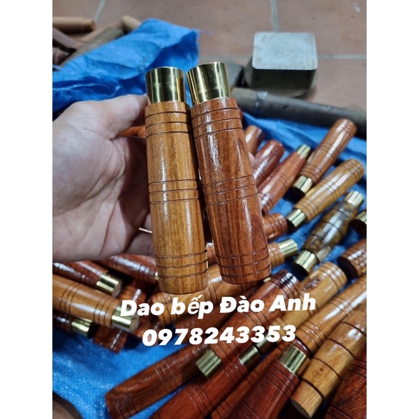 Chuôi gỗ lim tròn khâu mạ vàng lắp dao chặt - thái
