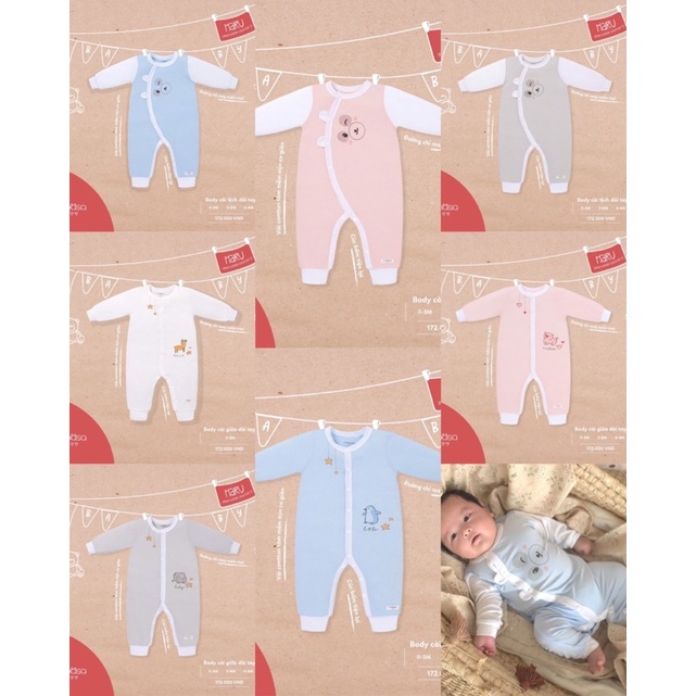 Body Sơ Sinh Dài tay Sợi Tre Siêu Mềm Hãng Masa Bé 0-9m