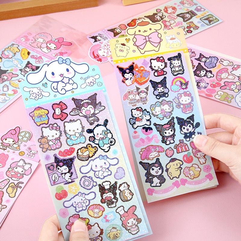 Sticker 1 tấm kim tuyến hoạt hình siêu đẹp