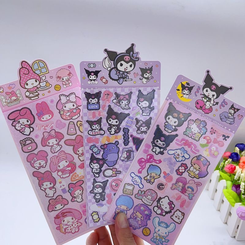 Sticker 1 tấm kim tuyến hoạt hình siêu đẹp