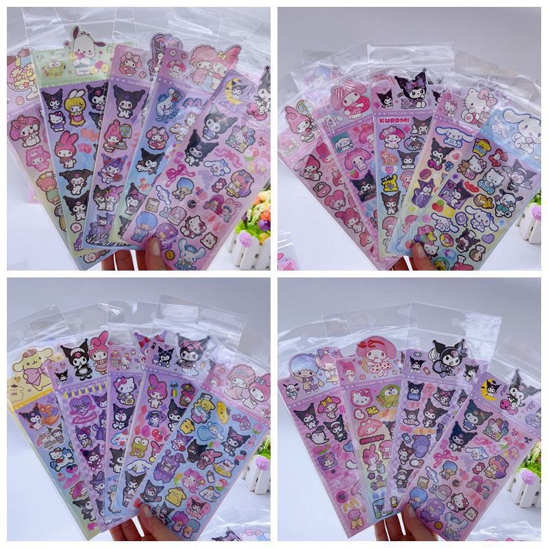 Sticker 1 tấm kim tuyến hoạt hình siêu đẹp