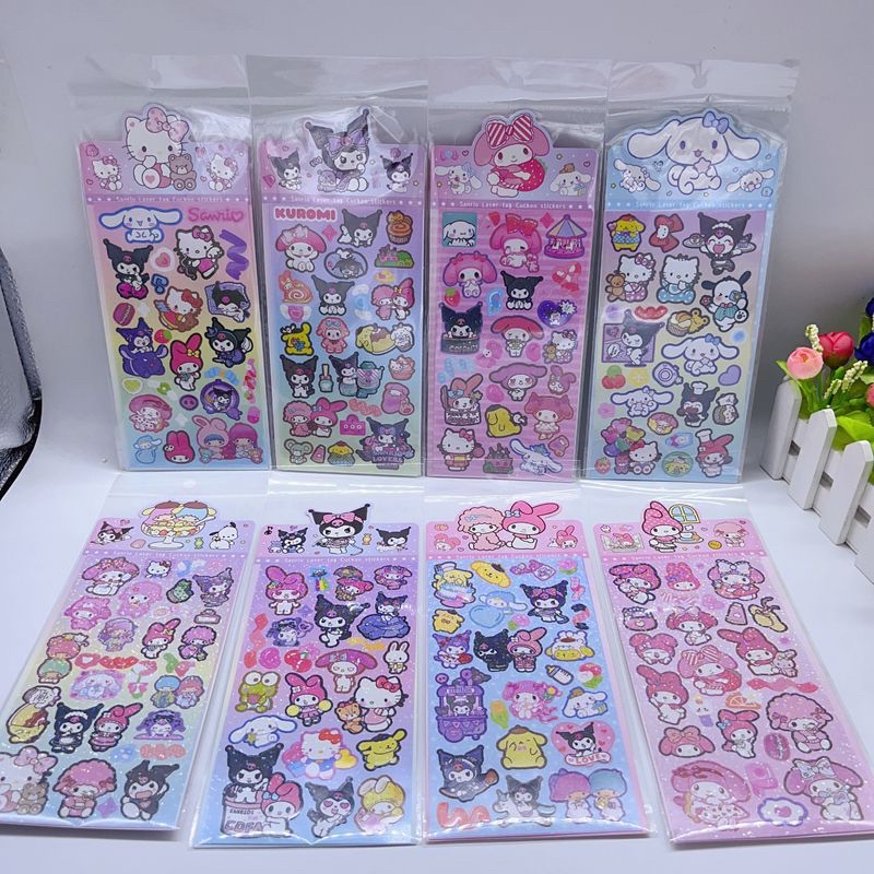 Sticker 1 tấm kim tuyến hoạt hình siêu đẹp