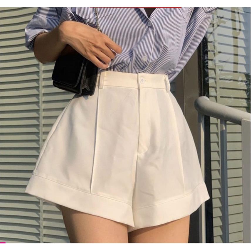 Quần Sooc Nữ Cạp Cao Chất Tuyết Mưa, Quần Đùi Tôn Dáng Khóa Trước Dễ Phối Đồ QU4