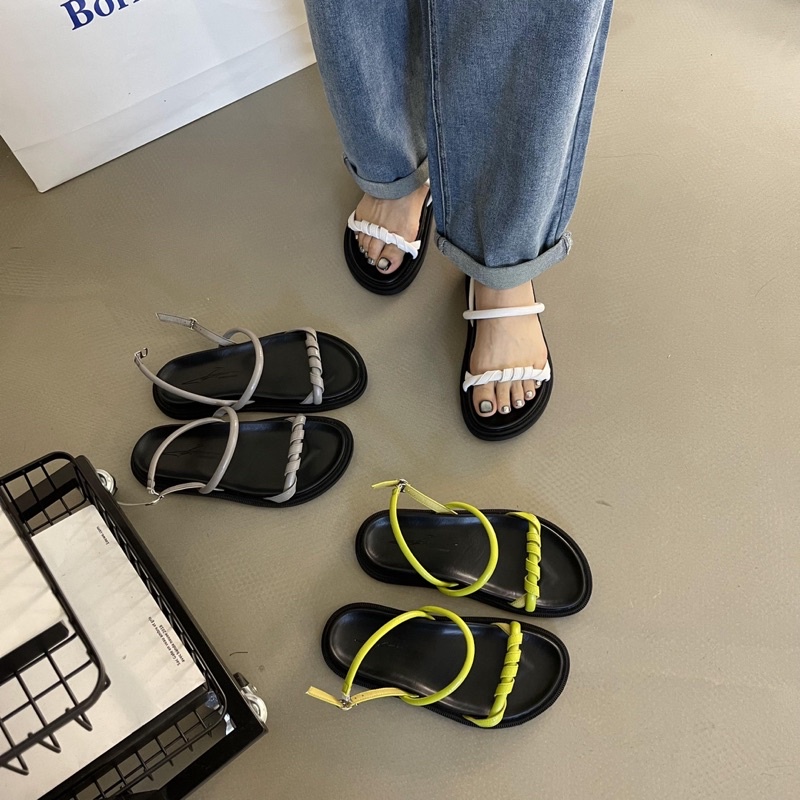 Giày sandal dây ngang quấn có quai sau