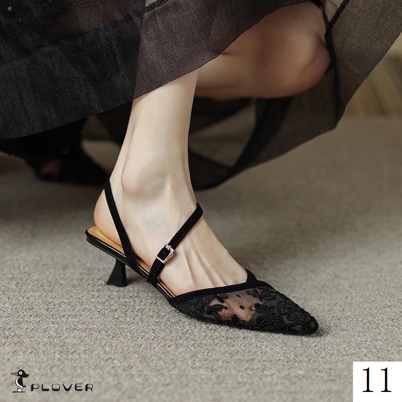 Giày Sandal Cao Gót Hở Lỗ Phối Lưới Rỗng Thời Trang Mùa Hè 2022 Cho Nữ