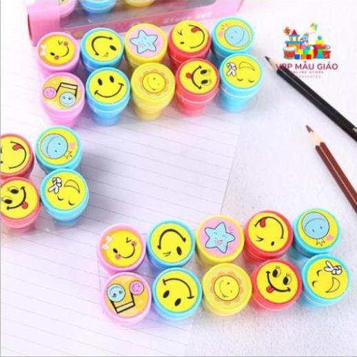 Bộ 10 con dấu hình mặt cười và các hình ngộ nghĩnh cho bé (dùng khen học sinh)