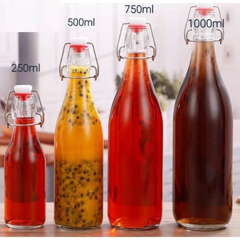 Chai thuỷ tinh tròn nắp gài 250ml-500ml-750ml-1000ml đựng thực phẩm