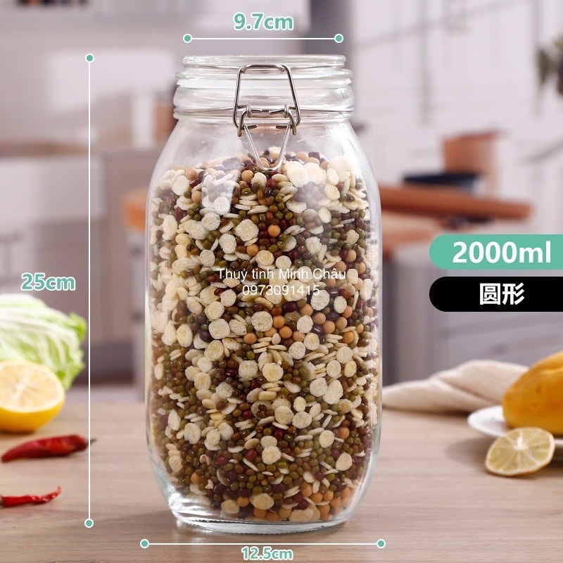 Hũ lọ thuỷ tinh nắp cài 2000ml