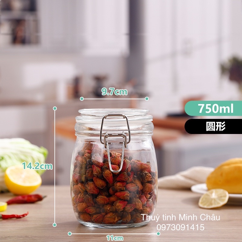 Hũ Lọ thuỷ tinh nắp cài 750ml