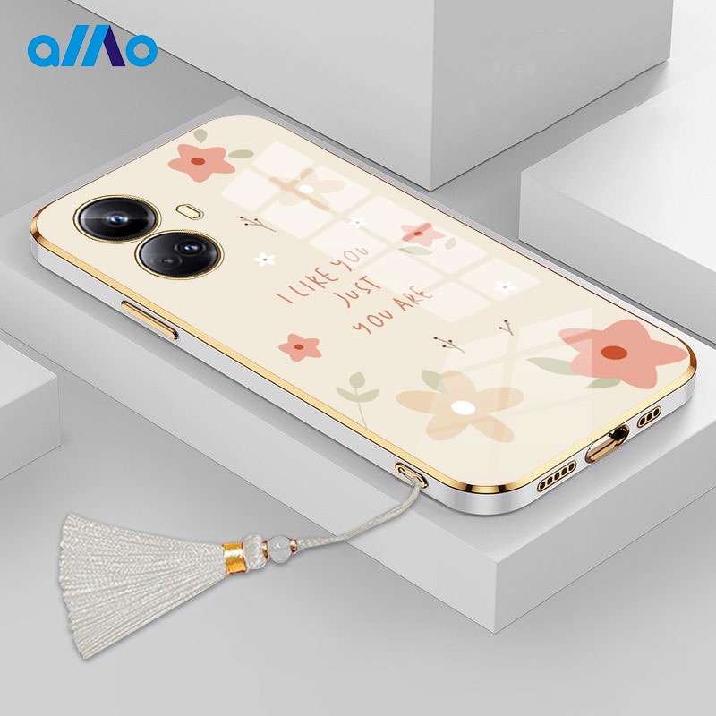 Ốp Điện Thoại Silicon Mạ Điện Họa Tiết Hoa Nhỏ Phong Cách Trung Quốc Cho Realme 11 Pro + 10t 10 Pro + 9i Realme C55 C35