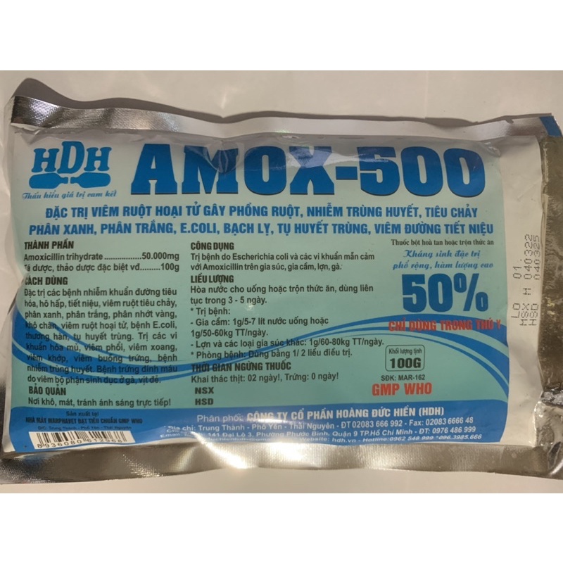 Amox 50% chống viêm ruột hoại tử, nhiễm trùng, Phân xanh phân trắng