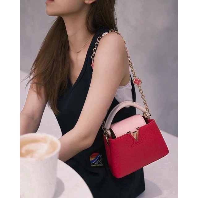 Túi xách nữ cao cấp LV CAPU bản mini sz21cm da bò phụ kiện sáng bóng