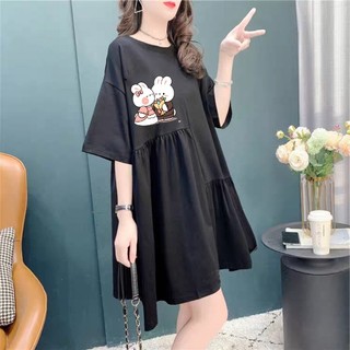 Váy babydoll lệch vạt đôi thỏ phom thụng chất cotton siêu xinh đủ size từ 9 đến 65kg