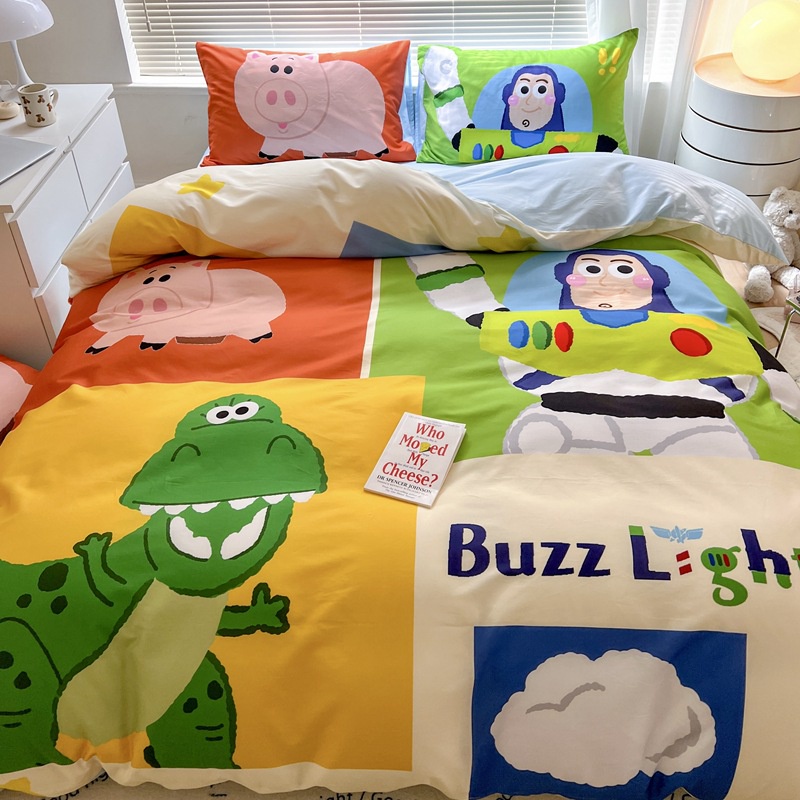 Bộ chăn ga gối Buzz Lightyear hoạt hình cotton nguyên chất phiên bản lớn 40 cống satin Stitch 4 món 1.8m giường trẻ em 3