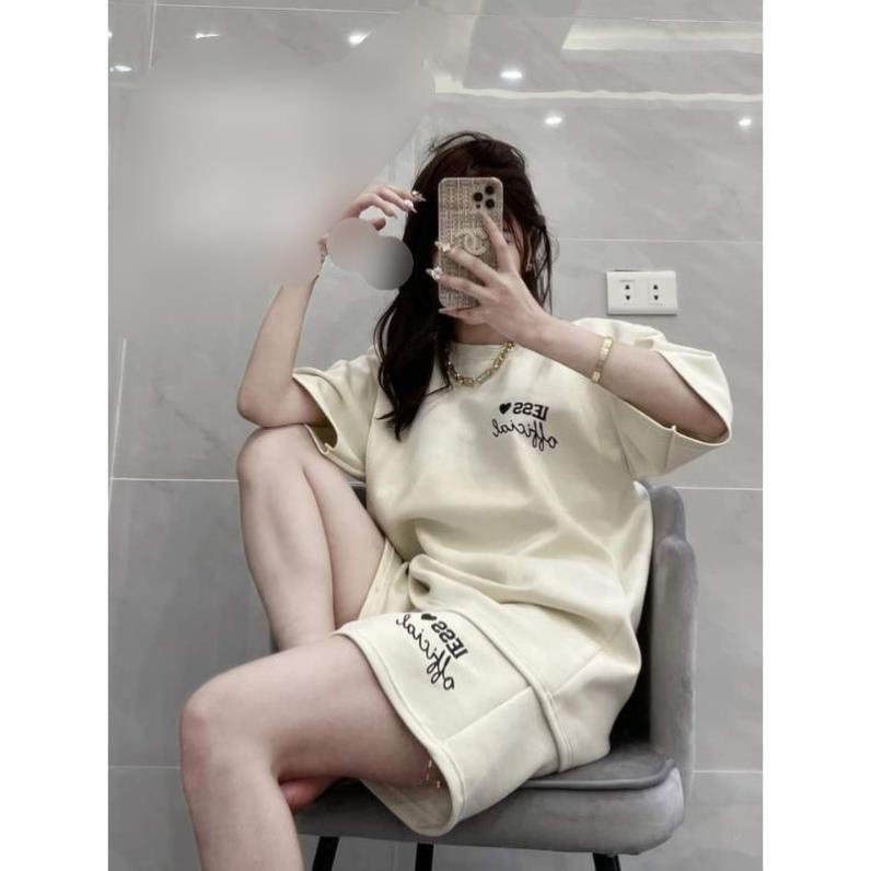 Bộ đùi nữ Set đồ nữ in Chữ nổi bộ quần short đùi áo form rộng tay lỡ, sooc phông mặc ở nhà Ulzzang AO19